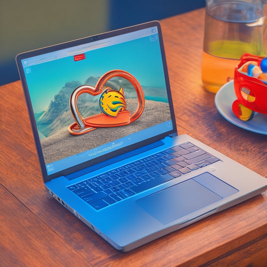 A laptop screen displaying a browser with a padlock icon on the address bar, surrounded by scattered puzzle pieces, with a few pieces fitting together to form a key.