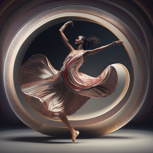 A stylized illustration of a dancer in mid-motion, surrounded by swirling dance-inspired shapes and lines, with a subtle keyhole incorporated into the design, conveying the idea of unlocking dance knowledge.