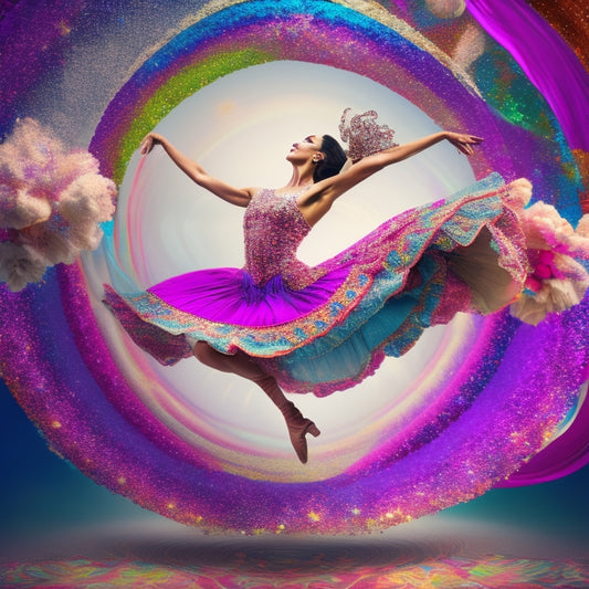 A whimsical illustration of a dancer in mid-leap, surrounded by swirling code snippets and Perl symbols, amidst a kaleidoscope of colors and dynamic shapes, evoking freedom and creativity.