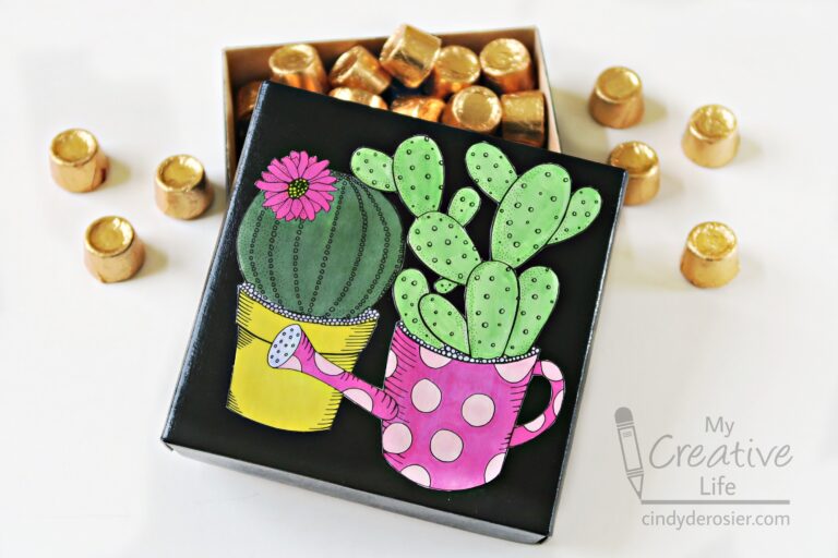 Coloring Book Cactus Gift Box