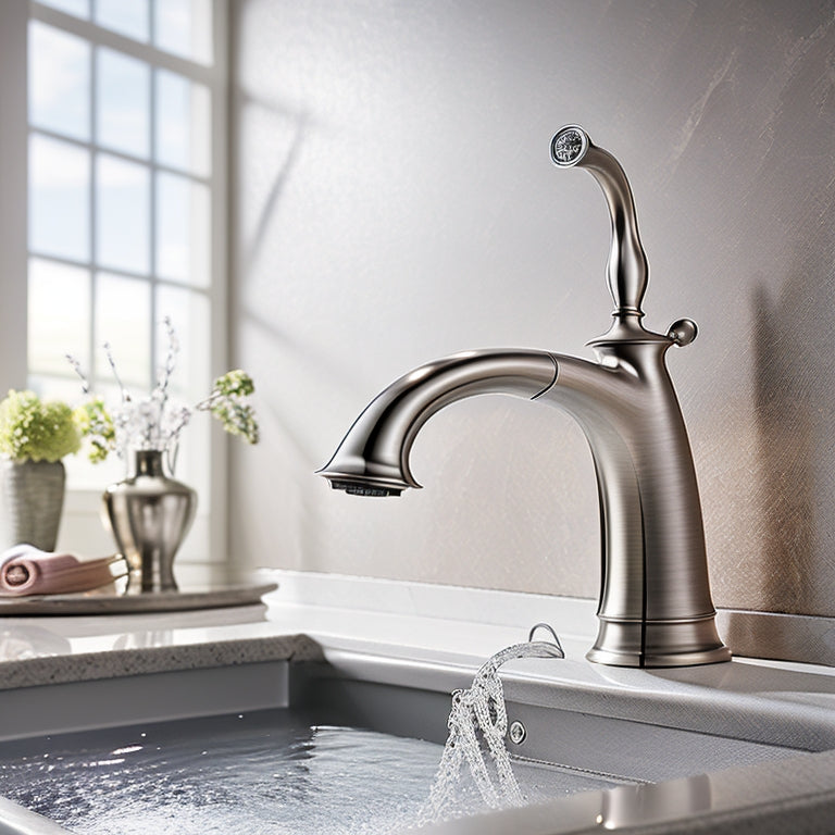 Upgrade your bathroom with our stylish brushed nickel bathtub faucet. Enjoy the convenience of a handheld sprayer and elevate your bathing experience today!