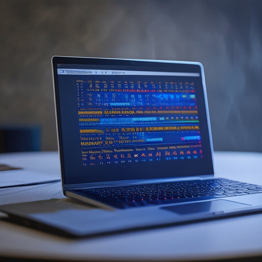 A minimalist illustration of a laptop screen displaying a digital calendar with colorful, interconnected blocks representing scheduled online classes, surrounded by subtle, swirling patterns of clockwork gears and faint lines resembling circuit boards.