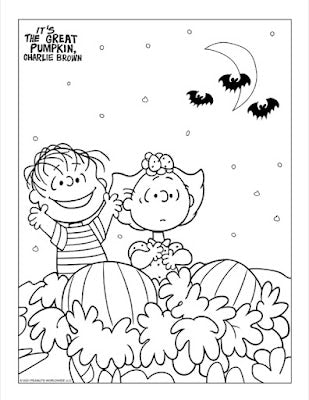 Coloring Linus and Sally Awaiting the Great Pumpkin