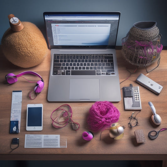 A stylized illustration of a dancer's desk, cluttered with a laptop, headphones, and a few dance-inspired accessories like a ballet shoe or a tutu, surrounded by various ebook publishing tools and software interfaces on the laptop screen.