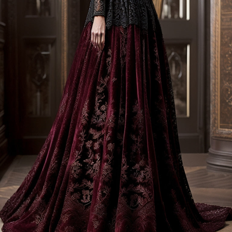 Discover the enchanting allure of our Velvet Flared Gothic Embroidered Maxi Skirt. Unleash your inner bohemian goddess and embrace the captivating beauty of this must-have fashion piece.