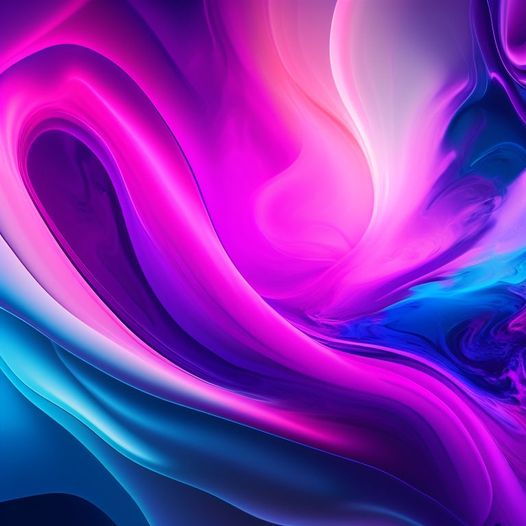 A vibrant, abstract representation of movement, featuring swirling shapes and bold brushstrokes in shades of pink, purple, and blue, set against a dark, gradient background, evoking energy and creativity.