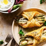 Ham and Cheese Puffs with Asparagus