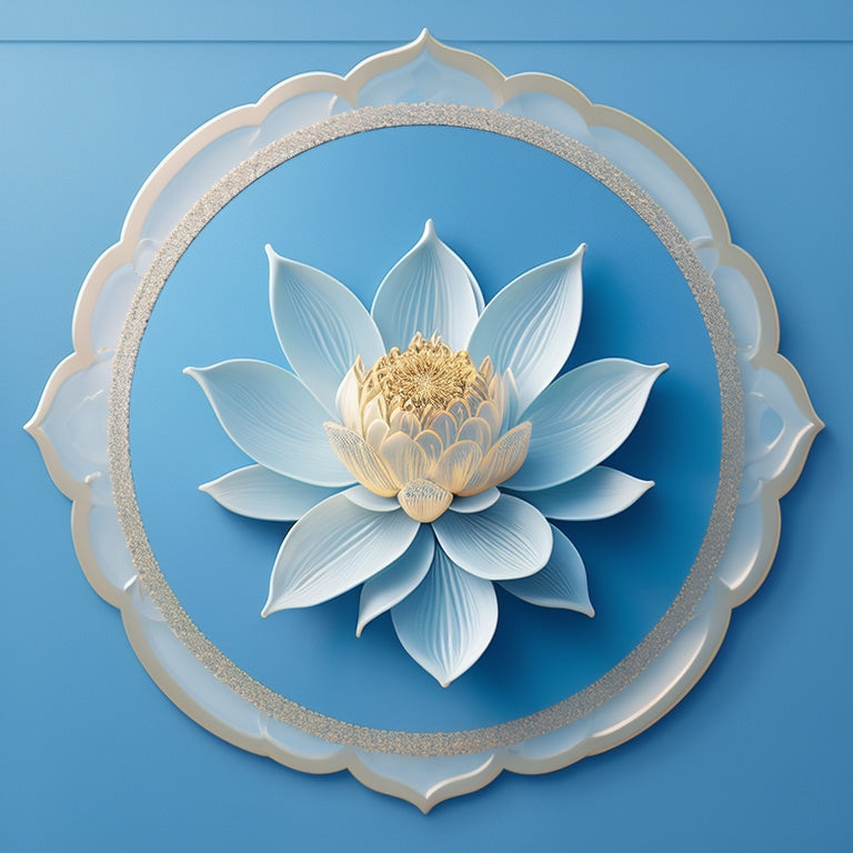 A serene, minimalist illustration featuring a stylized, lotus-flower-inspired membership portal with intricate, swirling patterns and subtle, shimmering accents, set against a soft, gradient blue background.