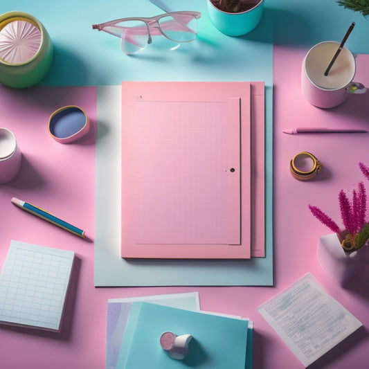 A stylized illustration of a planner, surrounded by scattered papers, pens, and colorful sticky notes, with a subtle background gradient of pastel hues, evoking a sense of organization and creativity.