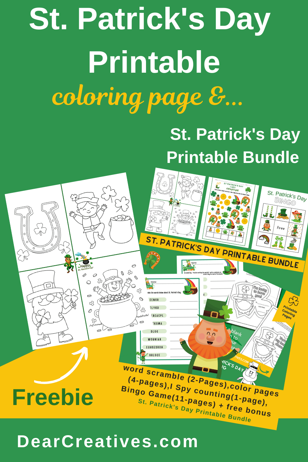 St. Patrick’s Day Coloring Page Printable +Bundle!