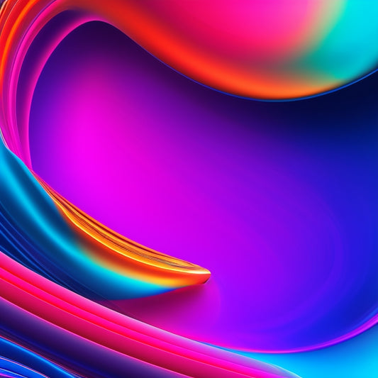 A vibrant, abstract illustration featuring swirling shapes and curved lines in shades of electric blue, hot pink, and neon green, evoking the energy and rhythm of upbeat music.
