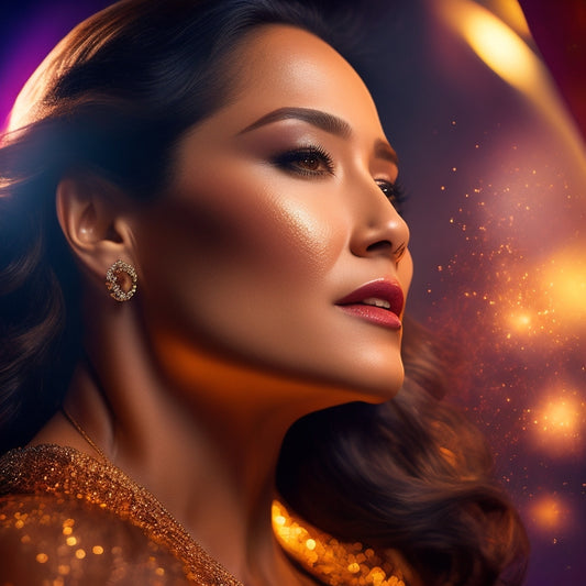 A stylized, golden starburst radiates from a dark background, with Jaina Lee Ortiz's silhouette at its center, surrounded by swirling, shimmering lights that evoke a sense of talent and stardom.