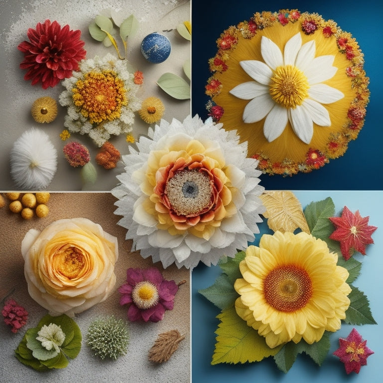 A vibrant collage of seasonal icons: a blooming flower for spring, a sun for summer, a leaf for autumn, and a snowflake for winter, surrounded by swirling ribbons of color.