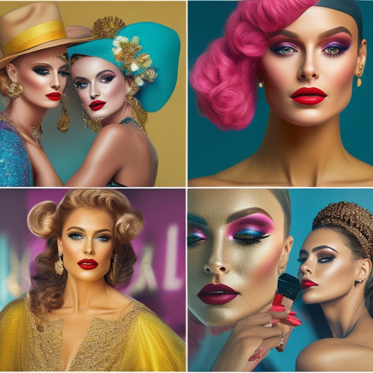 A vibrant, split-screen image featuring six distinct dance-inspired makeup looks: ballet-inspired soft focus, hip-hop bold brights, contemporary earth tones, jazz-age glamour, ballroom Old Hollywood, and tap dance-inspired retro playfulness.