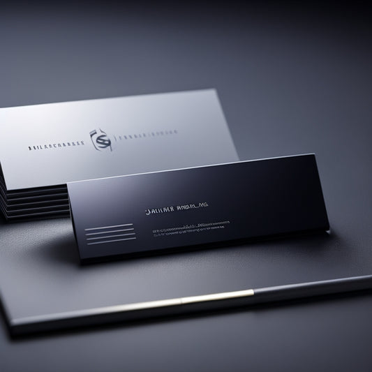 A sleek, silver business card with a subtle gradient effect, adorned with a stylized, minimalist illustration of a paintbrush, camera, or musical note, against a rich, dark gray or black background.