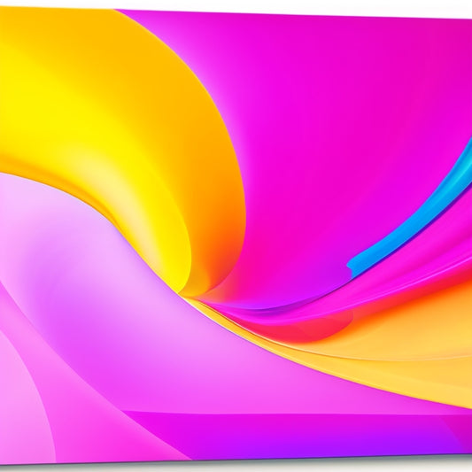 A vibrant, abstract dance-inspired canvas print featuring stylized, swirling shapes in shades of hot pink, electric blue, and sunshine yellow, set against a sleek, modern white background.