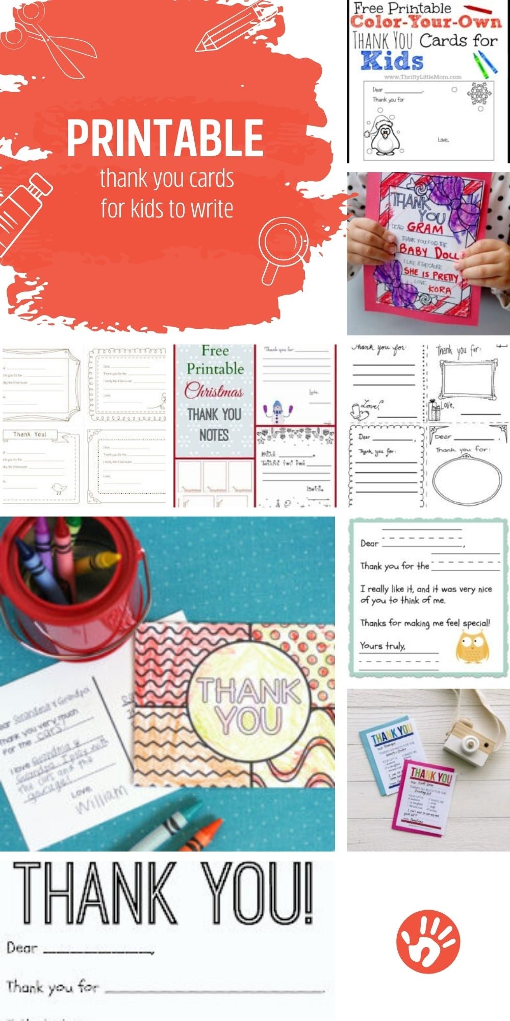 Adorable Printable Thank You Cards for Kids to Write