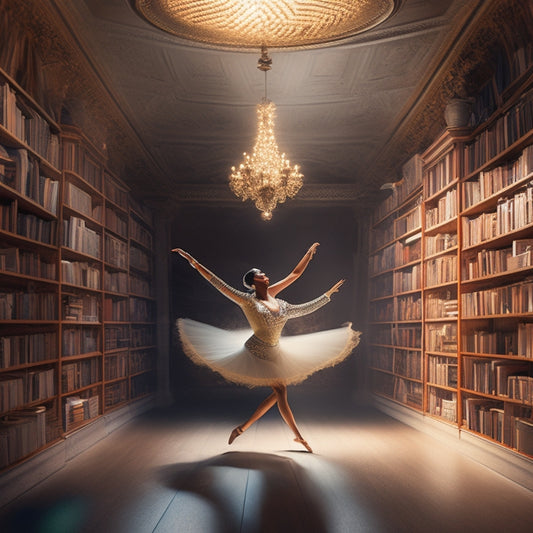 A whimsical illustration of a limbo dancer, surrounded by scattered manuals, navigating through a maze of bookshelves, with a spotlight shining down, highlighting the dancer's bending pose.