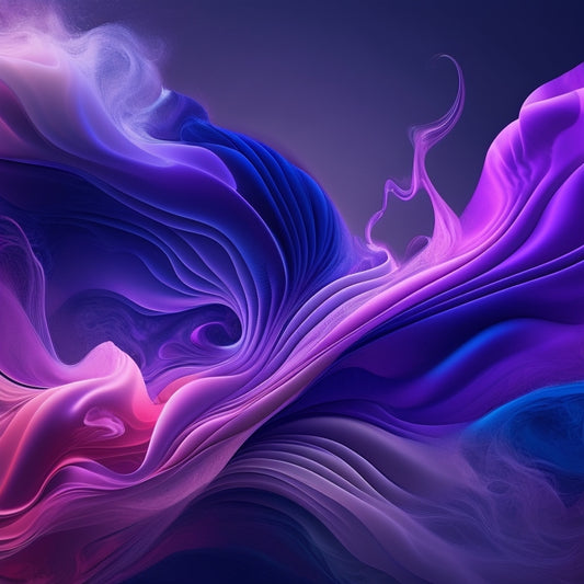 A vibrant, abstract illustration featuring swirling shapes and lines in shades of pink, blue, and purple, evoking the energy and movement of dance, set against a dark gray or black background.