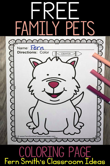 Fern’s Freebie Friday ~ FREE Family Pets Dog Coloring Page!