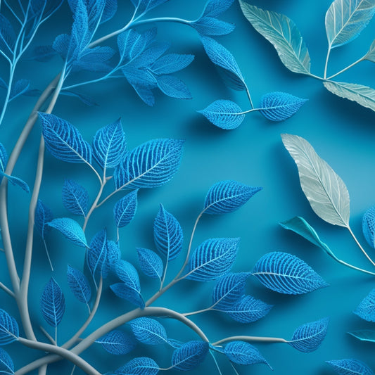 A serene, calming background with a gentle, gradient blue tone, featuring a stylized illustration of the human spine in a gentle, curved line, intertwined with leaves and vines, symbolizing growth and healing.