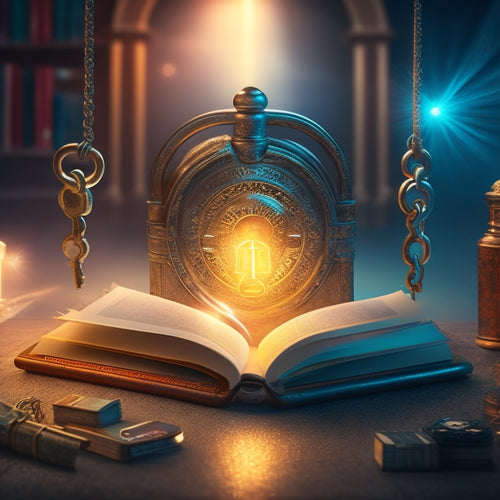 A stylized illustration of a key unlocking a padlock, surrounded by scattered digital publishing elements like newspapers, magazines, and e-books, with rays of light and sparks emanating from the keyhole.