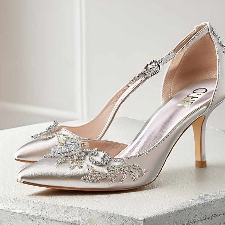 Discover the epitome of elegance with our satin T-strap bridal pumps. Adorned with dazzling rhinestones, these heels will make you feel like a princess on your special day.