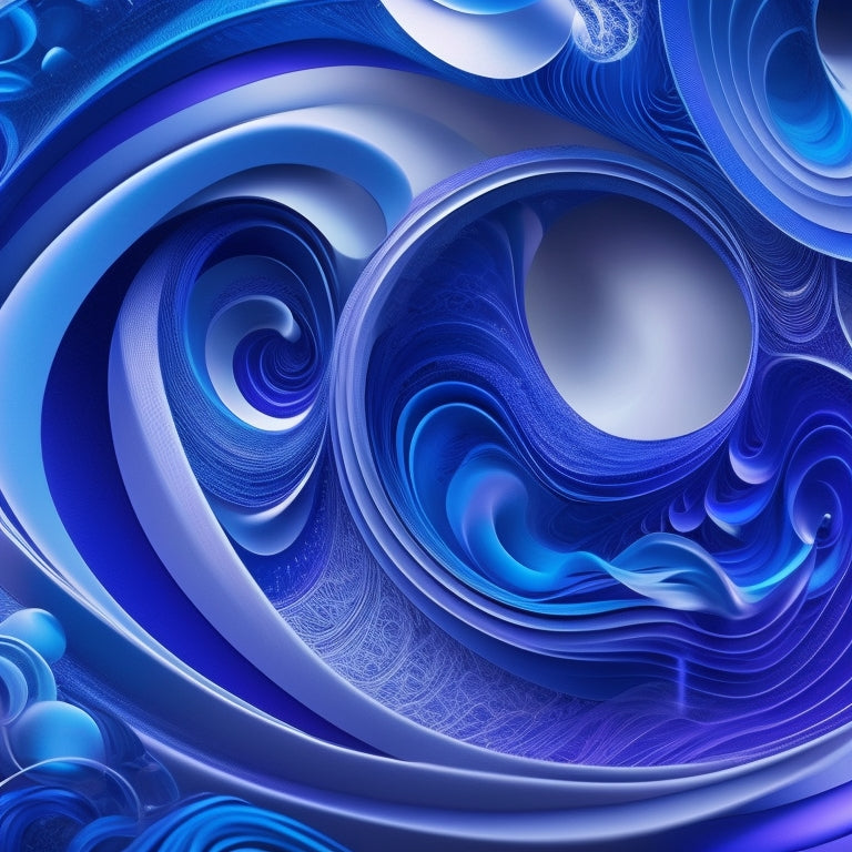 A stylized, abstract illustration featuring swirling dance-inspired shapes in shades of blue, purple, and silver, with subtle musical notes and rhythm patterns woven throughout.