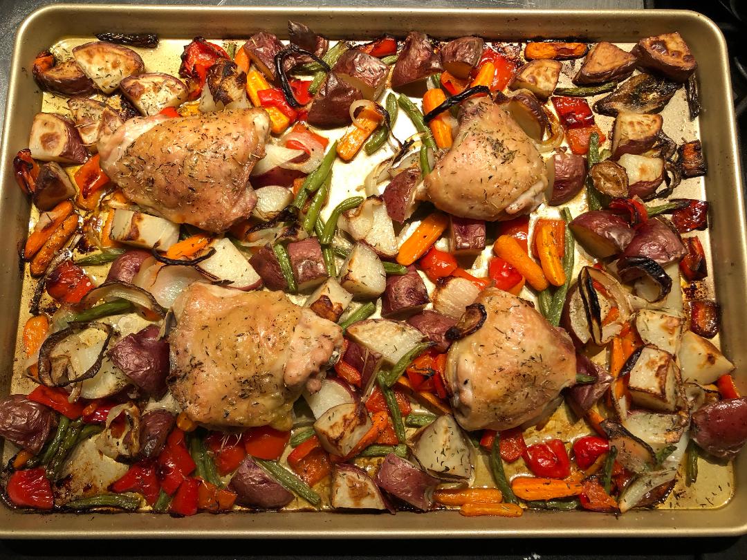 Sheet Pan Chicken Thigh Dinner with Roasted Vegetables