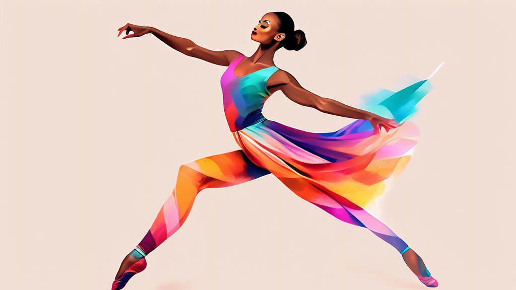 Create an image of a dancer gracefully posing in stylish and affordable dancewear, showcasing the perfect blend of elegance and budget-friendly fashion. The dancer should exude confidence and poise, inspiring viewers to find stylish dance attire with