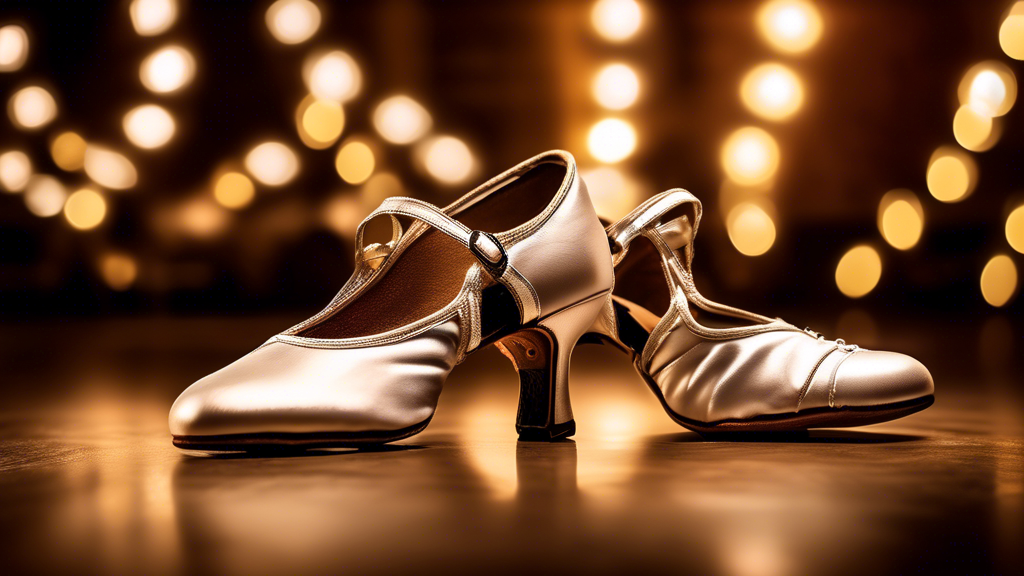 A captivating photograph showcasing the top 5 ballroom dance shoes in an elegant and dynamic arrangement. The shoes should be arranged in a way that highlights their unique styles and features, with t