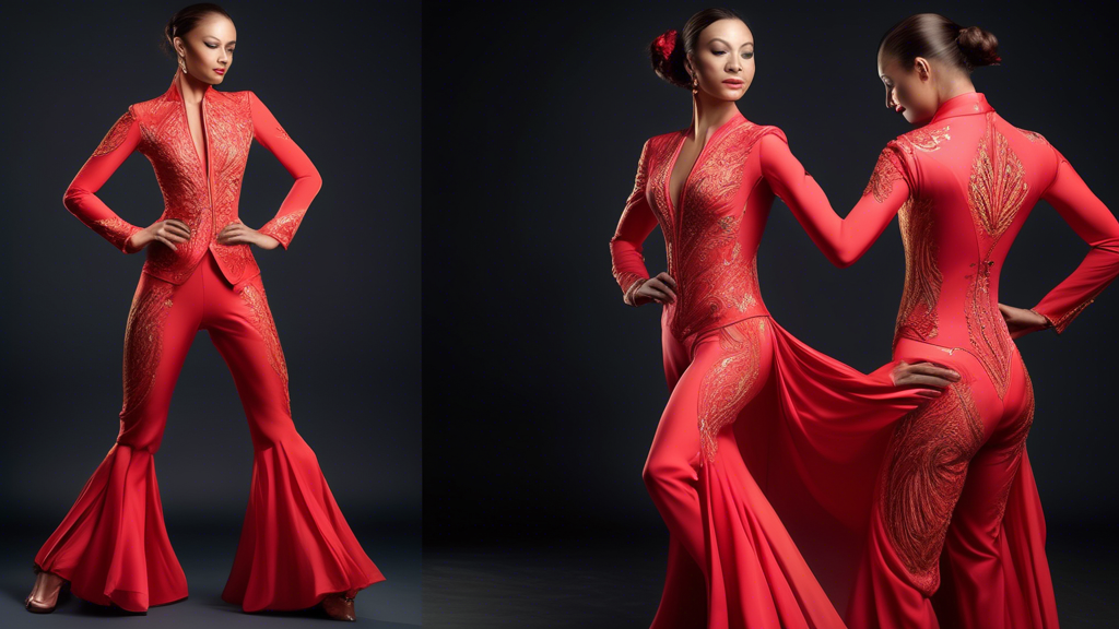 A custom-tailored ballroom dance suit, designed for a specific dancer, in a vibrant and elegant color, with intricate detailing that highlights the dancer's movements and showcases their unique style.