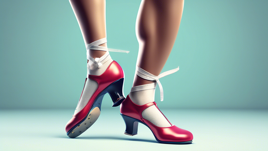 An anatomical illustration of the ankle and tap shoe, highlighting key features that provide support and protection during tap dancing, such as ankle straps, cushioned insoles, and a reinforced heel c