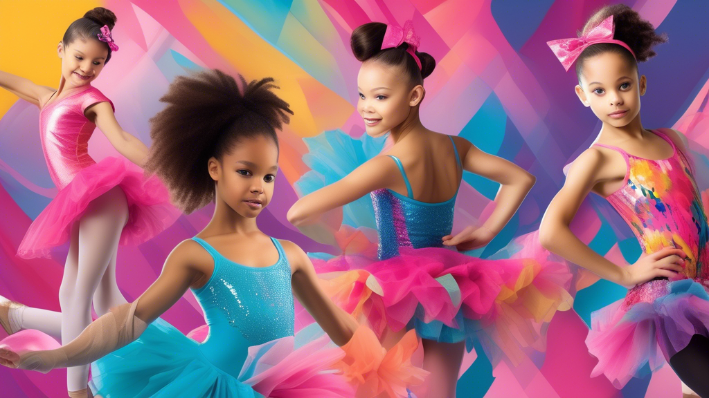 Create an image of a diverse array of dance gear that caters to special dance styles such as hip-hop, ballet, contemporary, and tap. Include unique and eye-catching items like customized sneakers, sparkling tutus, intricate leotards, and colorful tap