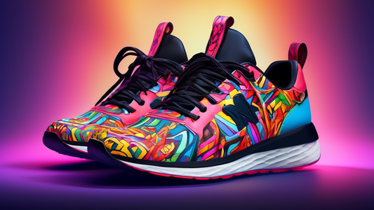 Create a visually captivating image of a pair of sneakers that exude a powerful and supportive aura, symbolizing the concept of Supportive Sneakers for the Beat. Depict the sneakers with intricate det