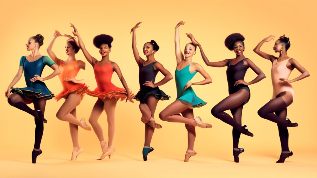 Create an image of a diverse group of retro dancers wearing the top 5 vintage leotards, showcasing the nostalgia and style of each design. Let the dancers strike dynamic poses that highlight the unique features and aesthetics of each leotard, embodyi