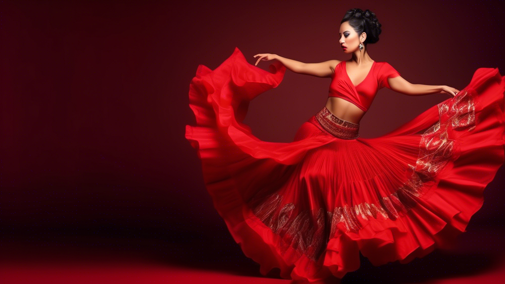 Sure, here's a DALL-E prompt for an image that relates to the article title The Allure of Flamboyant Latin Dance Skirts:

**An elegant woman wearing a vibrant red Latin dance skirt with intricate deta