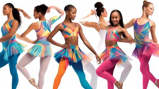 Create an image of a diverse group of dancers wearing customized dancewear that allows them to move with optimal flexibility and comfort. Show different styles of dancewear being tailored to fit each dancer's unique body shape and movement needs. Inc
