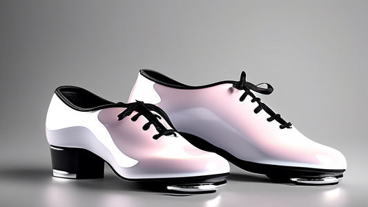 A pair of lightweight tap shoes designed for dancers who travel frequently, featuring a sleek and compact design with durable materials and comfortable cushioning. The shoes should be depicted in an a