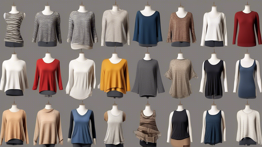 A photorealistic image of a top 10 list of stylish and cozy jazz tops for rehearsals, featuring close-up shots of each top to showcase their unique designs, textures, and colors. The tops should be ar