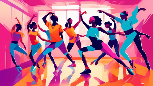 Create an image of a vibrant dance studio with dancers of various styles (e.g., ballet, hip hop, modern) wearing different types of dance apparel, showcasing the impact and importance of their outfits on their movements and performance.