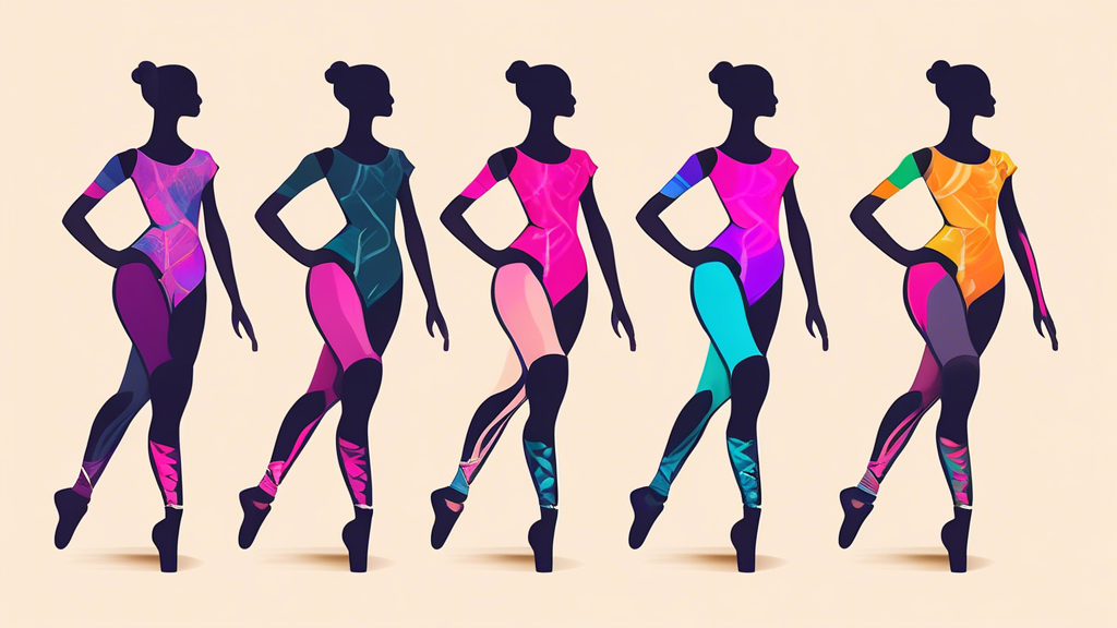 Create an image of a dancer wearing adjustable dancewear that showcases a variety of customized style options, such as different lengths, necklines, and sleeve styles. The dancer should be confidently showing off the versatility and flexibility of th