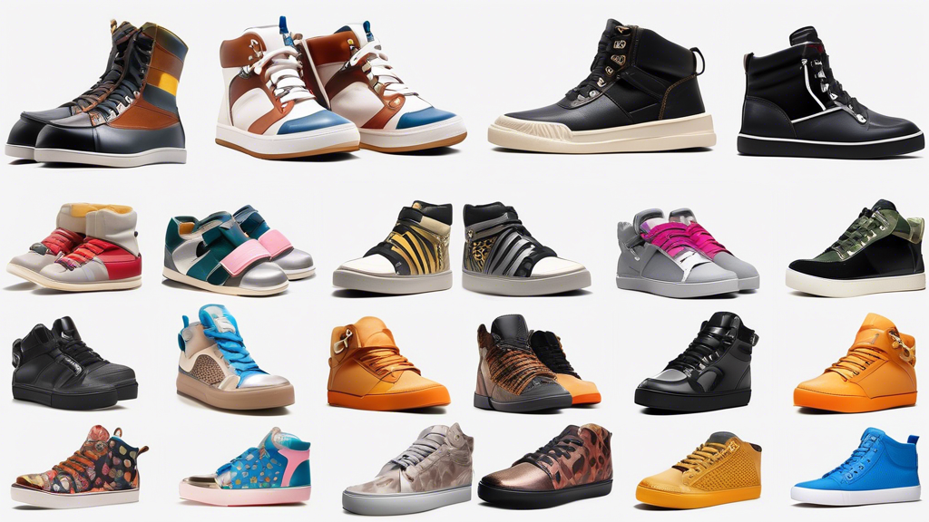 A collage of affordable hip hop shoes, showcasing a diverse range of styles, brands, and colorways, suitable for both male and female consumers seeking trendy and budget-friendly footwear options.