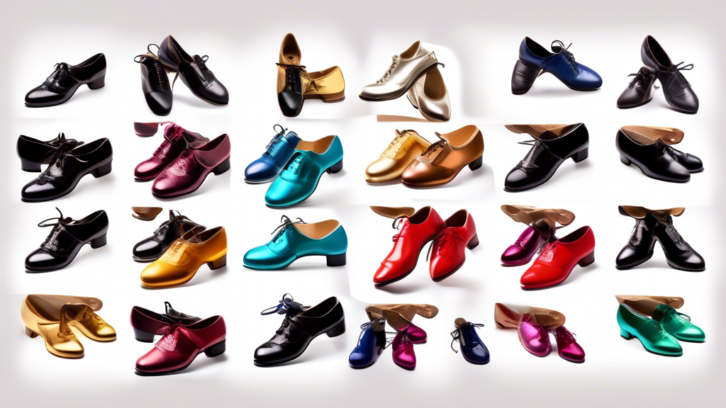 Sure, here is a DALL-E prompt for an image that relates to the article title Tap Shoe Color Choices for Recitals:

**A collage of tap shoes in various colors, arranged on a white background. The shoes