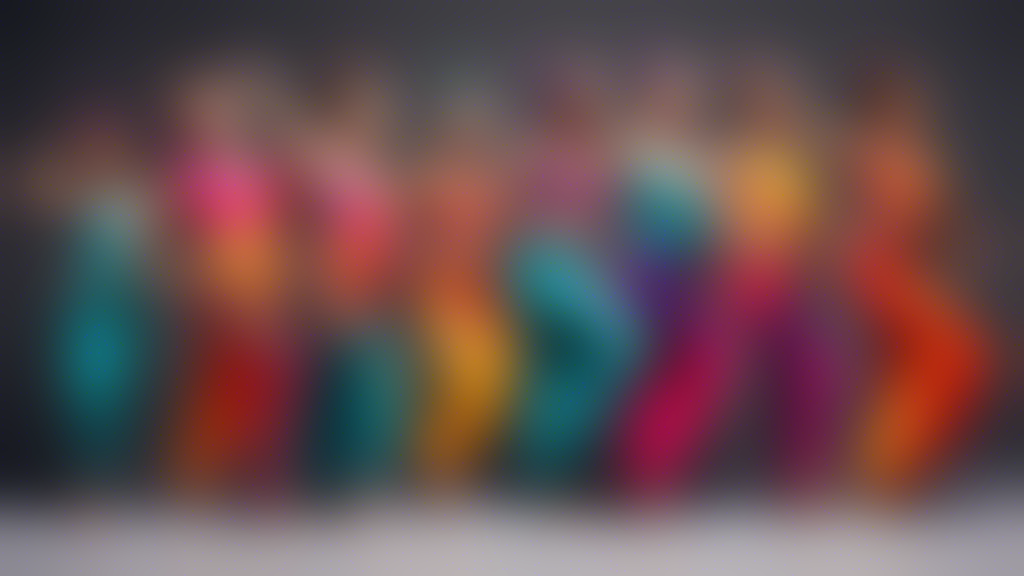 Create an image of a group of dancers wearing custom-made dance outfits that perfectly fit their unique style and body shapes. Show the dancers confidently performing intricate choreography in the outfits, highlighting the benefits of custom dance at