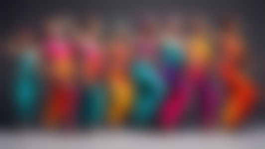 Create an image of a group of dancers wearing custom-made dance outfits that perfectly fit their unique style and body shapes. Show the dancers confidently performing intricate choreography in the outfits, highlighting the benefits of custom dance at