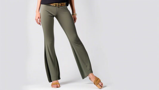 A pair of stylish and comfortable jazz pants made from sustainable materials, showcasing the latest trends in eco-friendly fashion. The pants should feature unique details that highlight their sustain