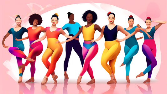 Create an image of a group of dancers wearing customizable, adjustable dancewear that fits them perfectly, showcasing the benefits of personalized dance attire for dancers of all shapes and sizes.