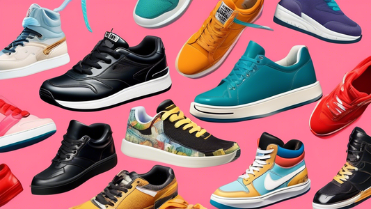 Create an image of a collage of stylish and affordable sneakers perfect for hip hop dancing, featuring a variety of colors, materials, and classic designs.