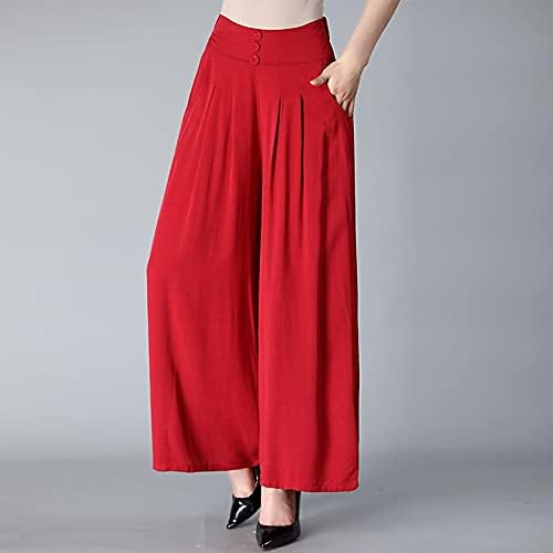 N/A Women's Trousers Summer Thin Wide Leg Pants Large Size Loose High Waist Casual Women Pants Skirt Pants Dance Pants (Color : Red, Size : XX-Large)